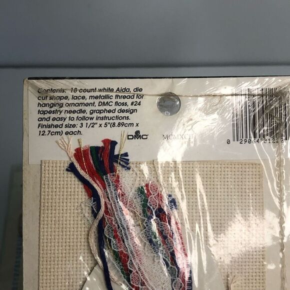 vintage needle art stitch and hang mini santa stocking mini santa lace ornament - Picture 3 of 4